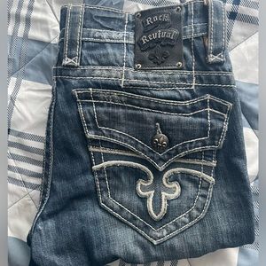 ROCK REVIVAL JEANS 32x32 BLUE WITH WHITE